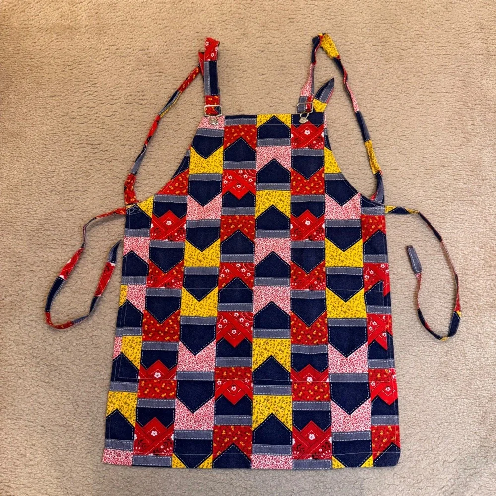 Americana Patchwork Cottagecore Rustic Farmhouse Kitchen Garden Apron Adjustable